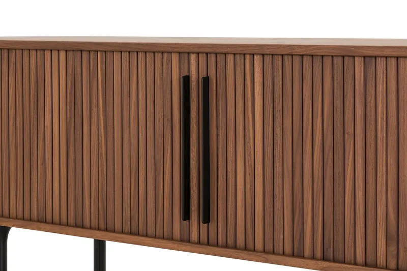 Noira Ribbad Oval TV-bänk 150 cm med Förvaring i Trä och Valnöt - Brun - Möbler - Tv möbel & mediamöbel - TV bänk & mediabänk