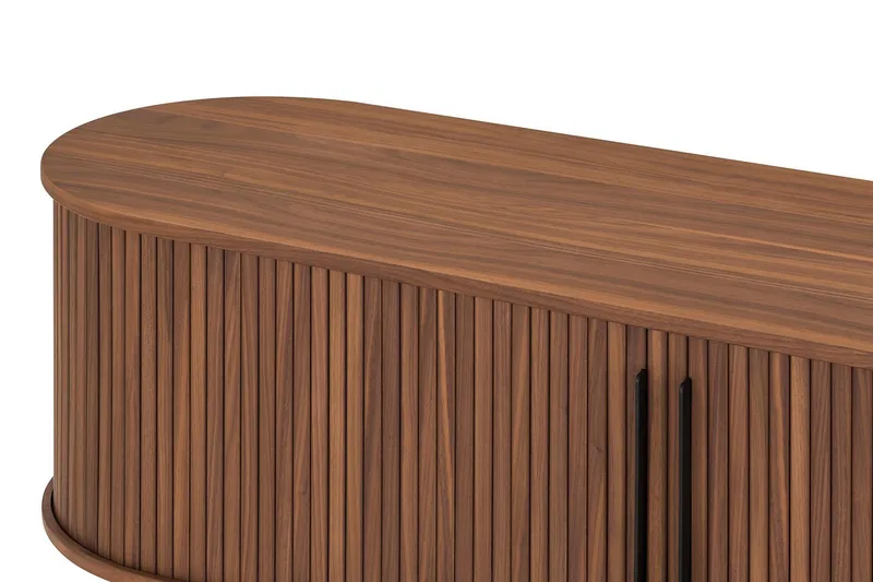Noira Ribbad Oval TV-bänk 150 cm med Förvaring i Trä och Valnöt - Brun - Möbler - Tv möbel & mediamöbel - TV bänk & mediabänk