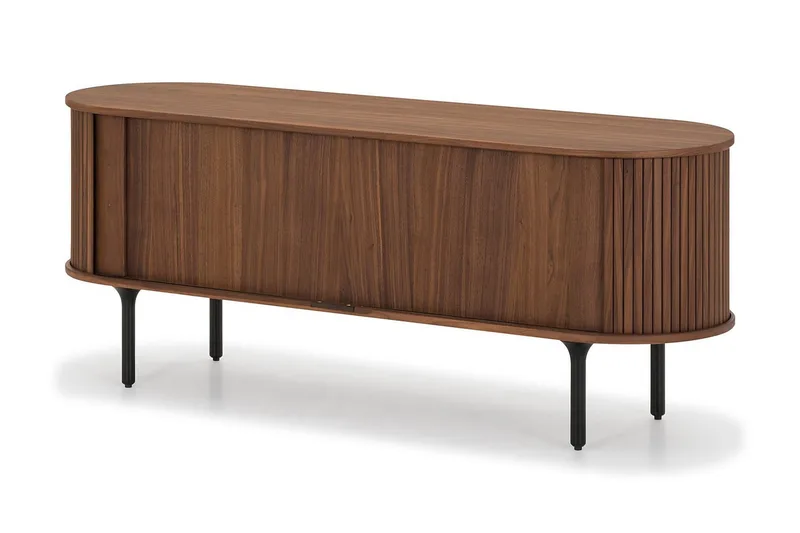 Noira Ribbad Oval TV-bänk 150 cm med Förvaring i Trä och Valnöt - Brun - Möbler - Tv möbel & mediamöbel - TV bänk & mediabänk