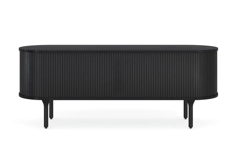 Noira Tv bänk med Förvaring 150x45 cm - Svart / Ek / Ribbad - Möbler - Tv möbel & mediamöbel - TV bänk & mediabänk