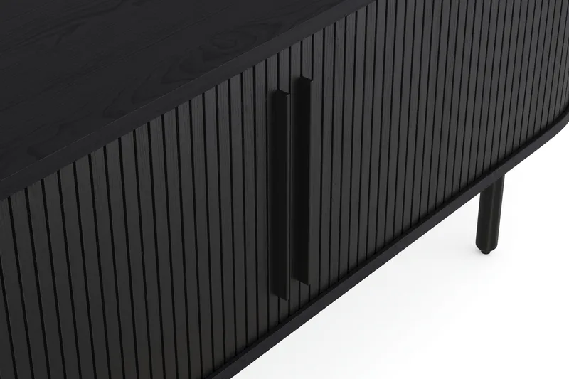 Noira Tv bänk med Förvaring 150x45 cm - Svart / Ek / Ribbad - Möbler - Tv möbel & mediamöbel - TV bänk & mediabänk