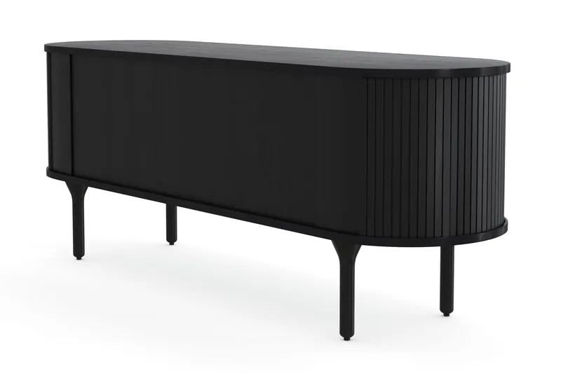 Noira Tv bänk med Förvaring 150x45 cm - Svart / Ek / Ribbad - Möbler - Tv möbel & mediamöbel - TV bänk & mediabänk