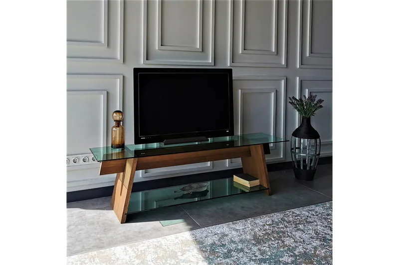 Noralee TV-Bänk 158 cm - Valnöt/Grön - Möbler - Tv möbel & mediamöbel - TV bänk & mediabänk