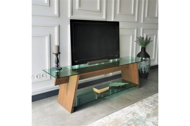 Noralee TV-Bänk 158 cm - Valnöt/Grön - Möbler - Tv möbel & mediamöbel - TV bänk & mediabänk