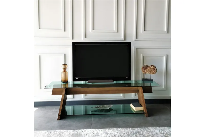 Noralee TV-Bänk 158 cm - Valnöt/Grön - Möbler - Tv möbel & mediamöbel - TV bänk & mediabänk