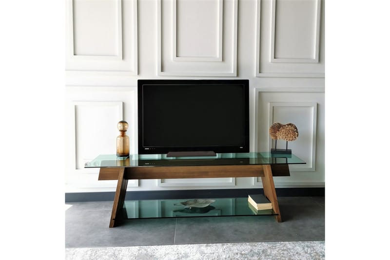 Noralee TV-Bänk 158 cm - Valnöt/Grön - Möbler - Tv möbel & mediamöbel - TV bänk & mediabänk