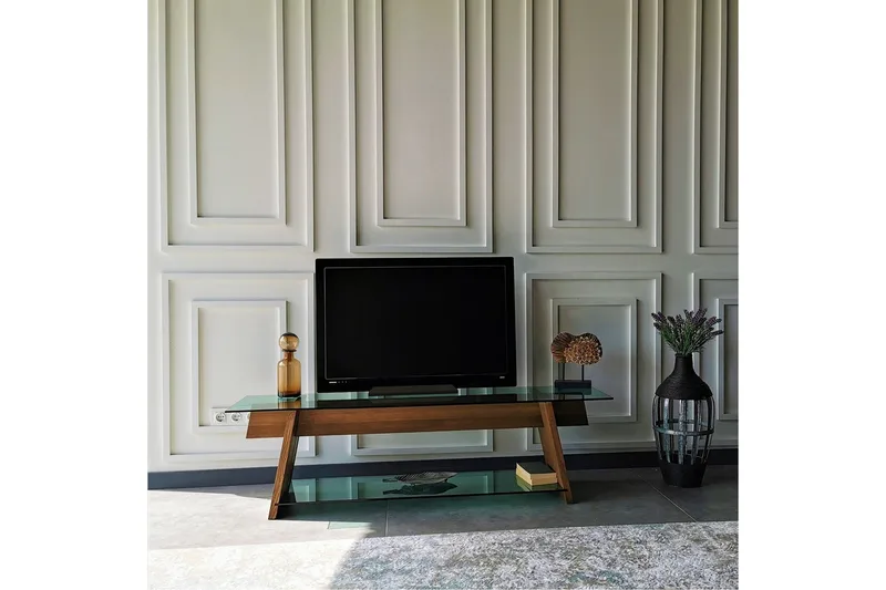 Noralee TV-Bänk 158 cm - Valnöt/Grön - Möbler - Tv möbel & mediamöbel - TV bänk & mediabänk