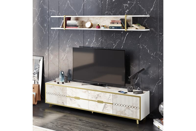 Ocotla Tv-bänk 179,8 cm - Vit - Möbler - Tv möbel & mediamöbel - TV bänk & mediabänk