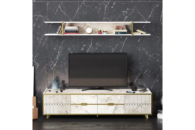 Ocotla Tv-bänk 179,8 cm - Vit - Möbler - Tv möbel & mediamöbel - TV bänk & mediabänk