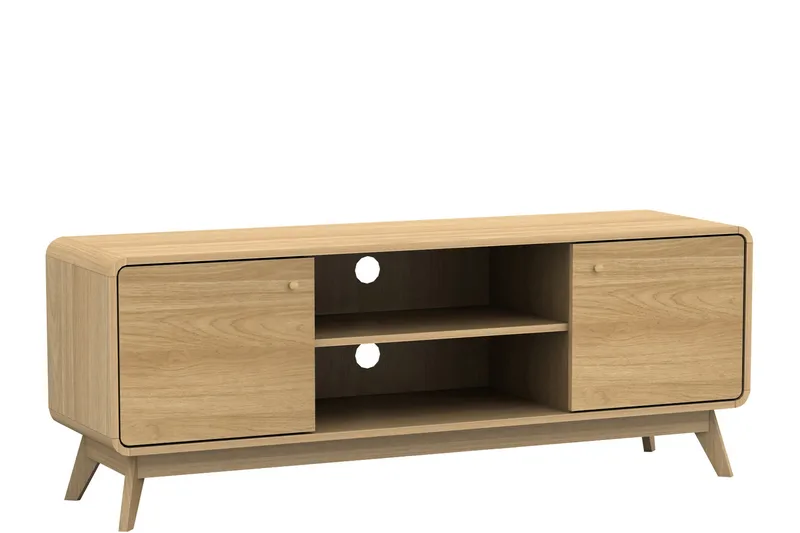 Olivet Golvstående Tv Bänk 140 cm med Förvaring i Ljust Trä - Brun - Möbler - Tv möbel & mediamöbel - TV bänk & mediabänk