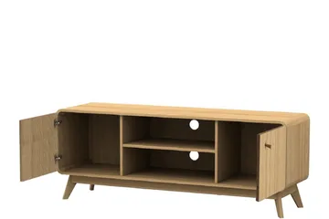 Olivet Golvstående Tv Bänk 140 cm med Förvaring i Ljust Trä - Brun - Möbler - Tv möbel & mediamöbel - TV bänk & mediabänk