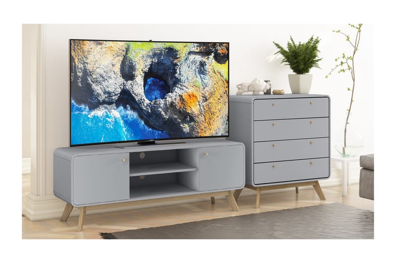 Olivet Tv-bänk 140 cm - Grå - Möbler - Tv möbel & mediamöbel - TV bänk & mediabänk