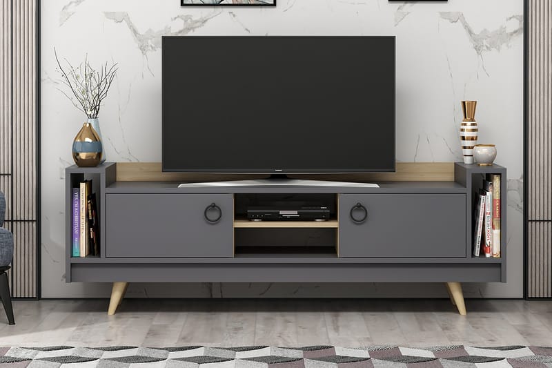 Opelika Tv-bänk 160 cm - Natur/Antracit - TV bänk & mediabänk