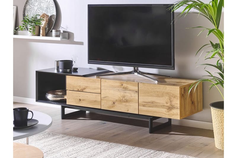 Orbetello TV-bänk 160x39 cm - Ljust Trä/Svart - Möbler - Tv möbel & mediamöbel - TV bänk & mediabänk