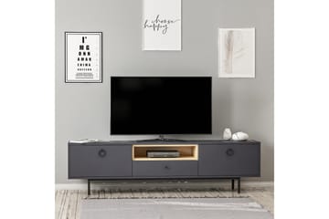 Papias Golvstående Tv Bänk 180 cm med Förvaring i Mörkt Trä - Antracit - Möbler - Tv möbel & mediamöbel - TV bänk & mediabänk