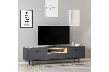 Papias Golvstående Tv Bänk 180 cm med Förvaring i Mörkt Trä - Antracit - Möbler - Tv möbel & mediamöbel - TV bänk & mediabänk