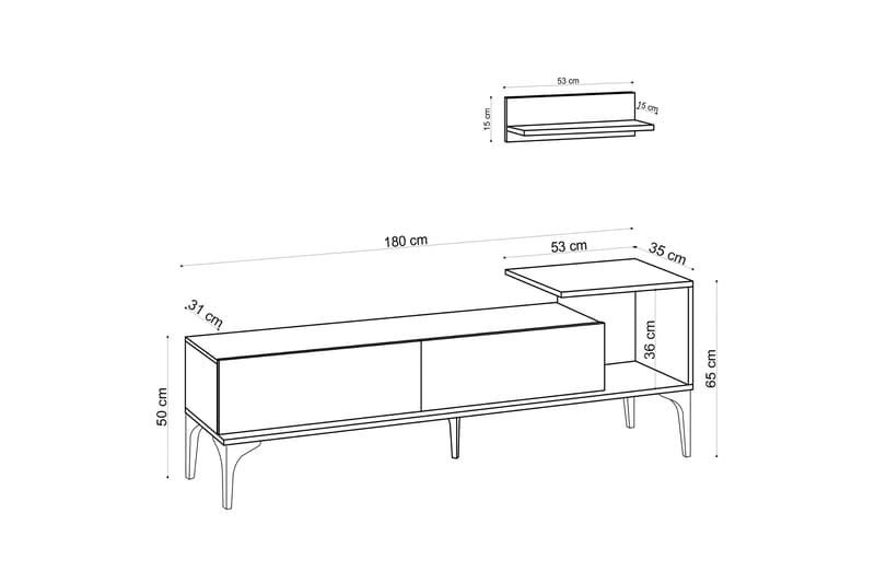 Plasanta Tv-bänk 180 cm - Natur/Vit - Möbler - Tv möbel & mediamöbel - TV bänk & mediabänk
