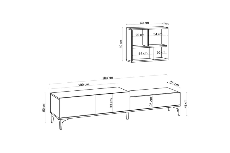 Poderas Tv-bänk 180 cm - Natur/Vit - Möbler - Tv möbel & mediamöbel - TV bänk & mediabänk