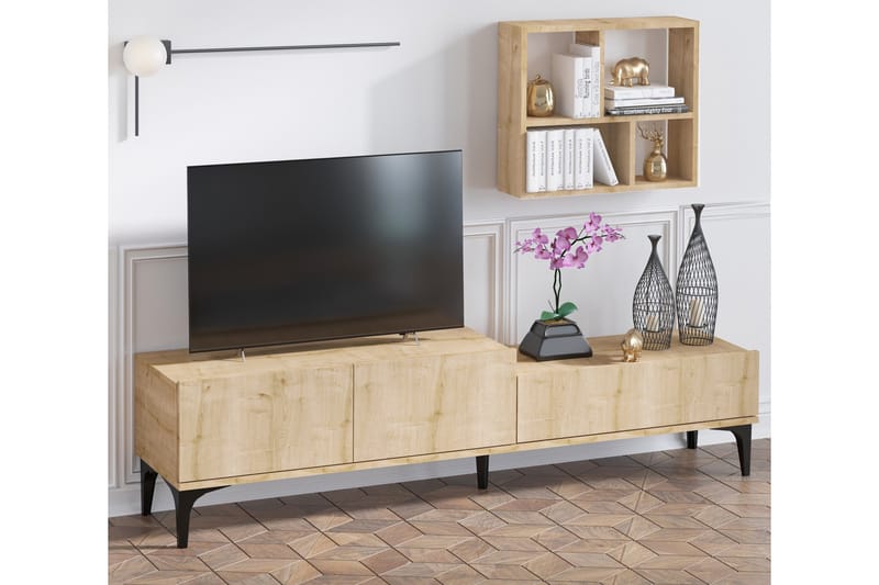 Poderas Tv-bänk 180 cm - Natur/Vit - Möbler - Tv möbel & mediamöbel - TV bänk & mediabänk
