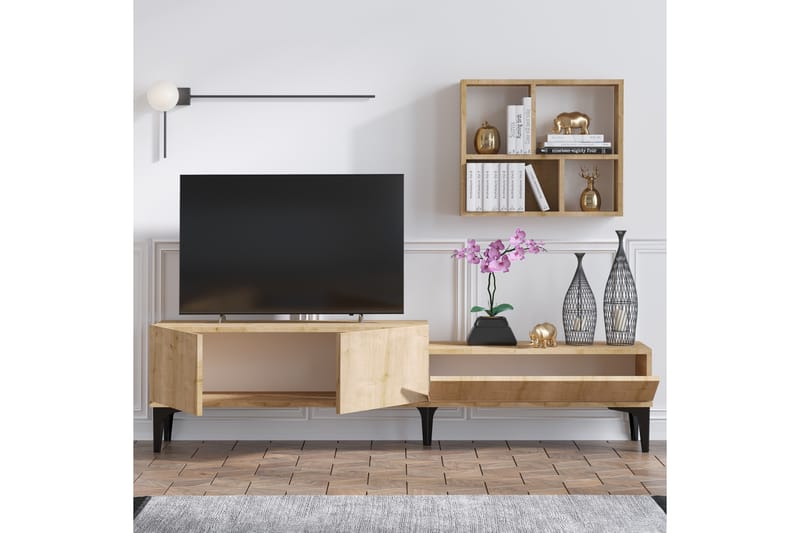 Poderas Tv-bänk 180 cm - Natur/Vit - Möbler - Tv möbel & mediamöbel - TV bänk & mediabänk