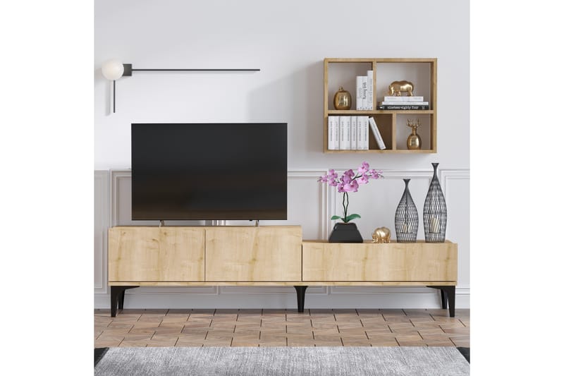Poderas Tv-bänk 180 cm - Natur/Vit - Möbler - Tv möbel & mediamöbel - TV bänk & mediabänk