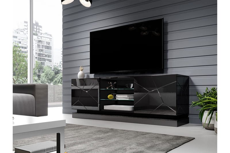 Qiu Tv-bänk 160 cm - Svart - Möbler - Tv möbel & mediamöbel - TV bänk & mediabänk