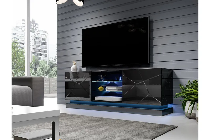 Qiu Tv-bänk 160 cm - Svart - Möbler - Tv möbel & mediamöbel - TV bänk & mediabänk