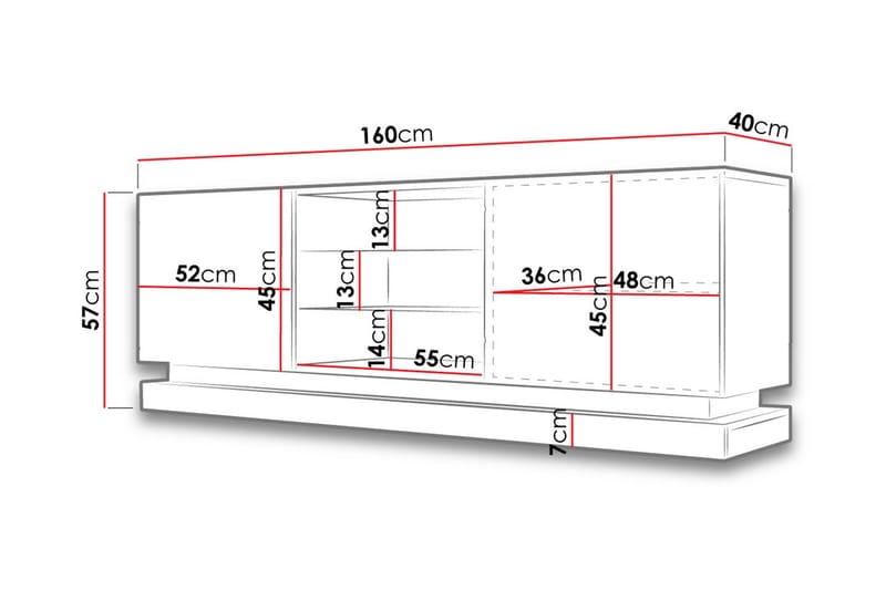 Qiu Tv-bänk 160 cm - Vit Högglans - Möbler - Tv möbel & mediamöbel - TV bänk & mediabänk