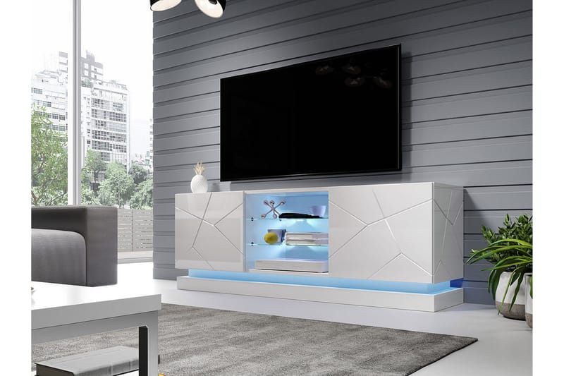 Qiu Tv-bänk 160 cm - Vit Högglans - Möbler - Tv möbel & mediamöbel - TV bänk & mediabänk