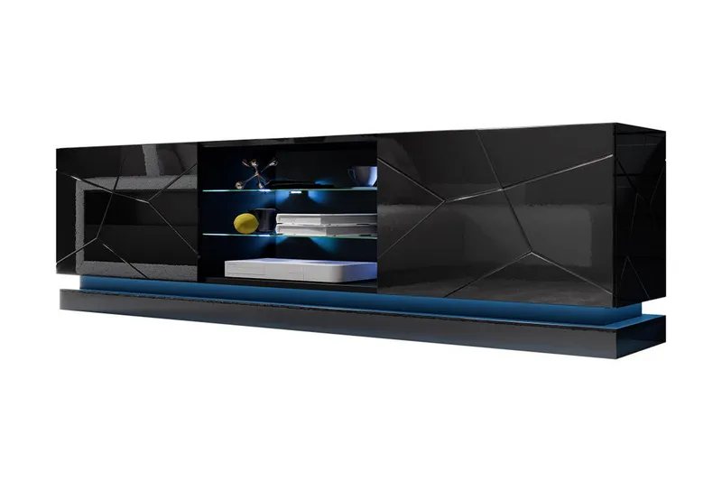 Qiu Tv-bänk 200 cm, Svart