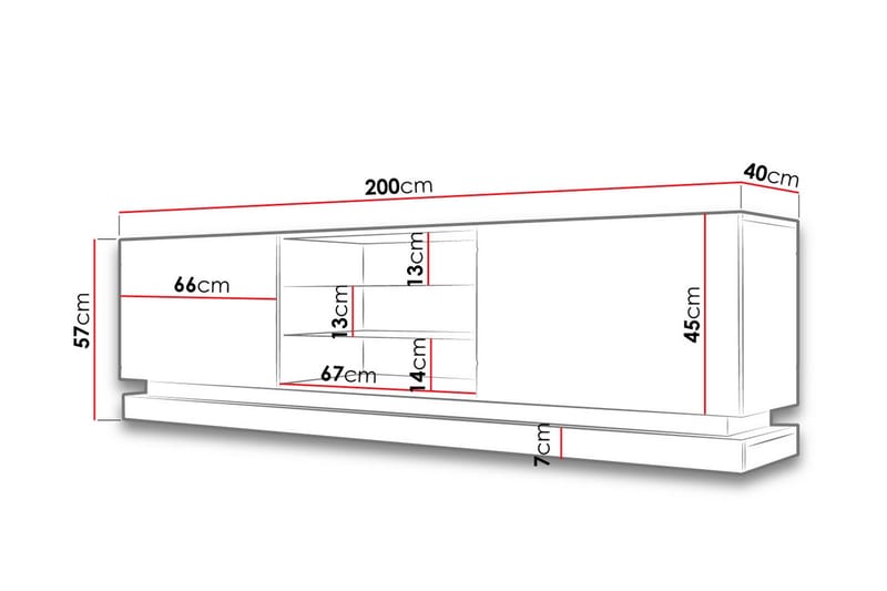 Qiu Tv-bänk 200 cm - Svart - Möbler - Tv möbel & mediamöbel - TV bänk & mediabänk