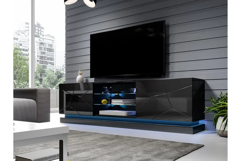 Qiu Tv-bänk 200 cm - Svart - Möbler - Tv möbel & mediamöbel - TV bänk & mediabänk