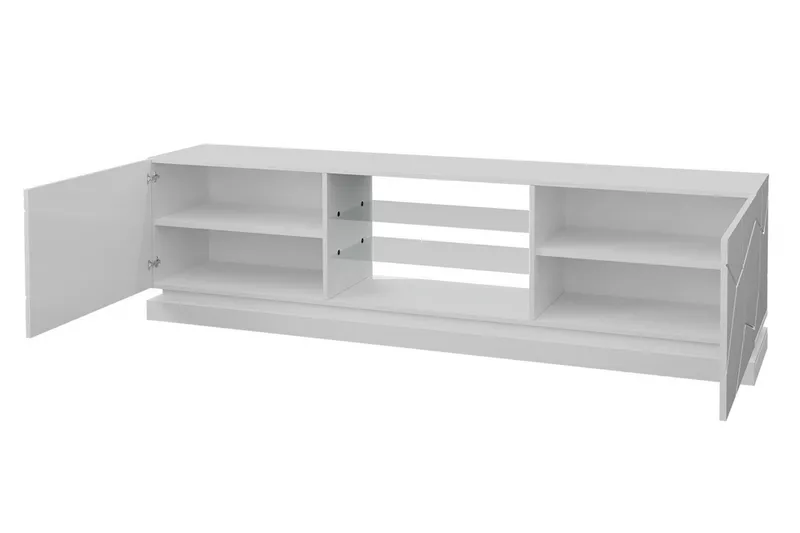 Qiu Tv-bänk 200 cm - Vit / Högglans / Glas - Möbler - Tv möbel & mediamöbel - TV bänk & mediabänk