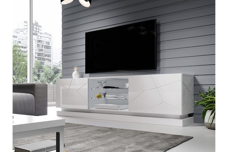 Qiu TV-bänk 40x200 cm - Vit/Högglans - M�öbler - Tv möbel & mediamöbel - TV bänk & mediabänk