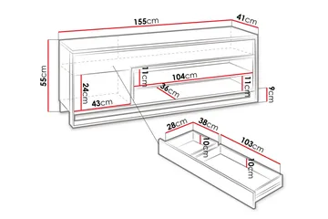 Quant Golvstående Tv Bänk 155 cm med Förvaring i Ljust Trä - Beige - Möbler - Tv möbel & mediamöbel - TV bänk & mediabänk