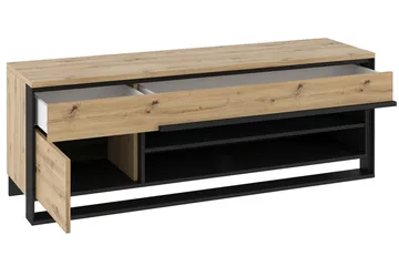 Quant Golvstående Tv Bänk 155 cm med Förvaring i Ljust Trä - Beige - Möbler - Tv möbel & mediamöbel - TV bänk & mediabänk