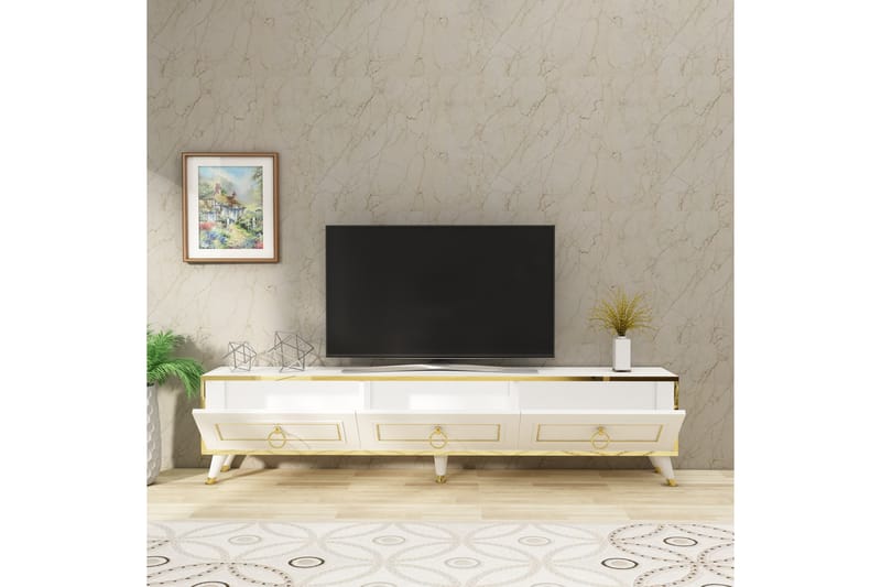 Rame Tv-bänk 180 cm - Guld/Vit - Möbler - Tv möbel & mediamöbel - TV bänk & mediabänk