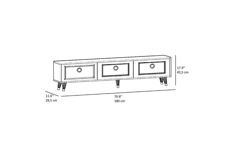 Rame Tv-bänk 180 cm - Guld/Vit - TV bänk & mediabänk