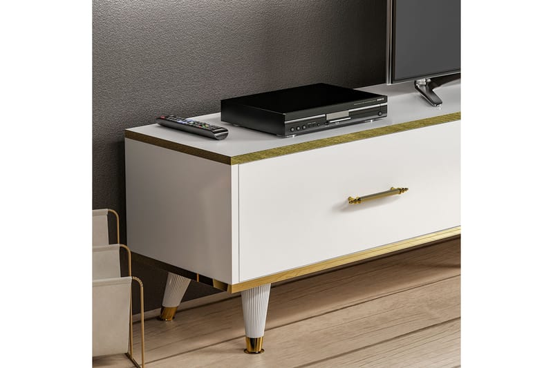 Rebelo Tv-bänk 180 cm - Vit/Natur - Möbler - Tv möbel & mediamöbel - TV bänk & mediabänk