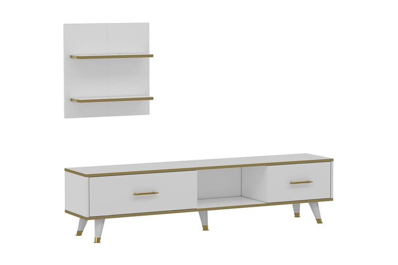 Rebelo Tv-bänk 180 cm - Vit/Natur - Möbler - Tv möbel & mediamöbel - TV bänk & mediabänk