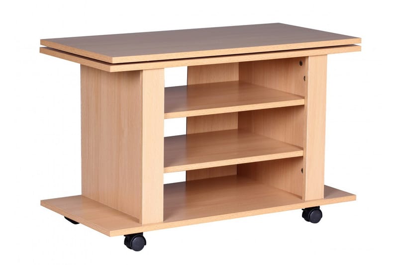 Reeti Golvstående TV Bänk 75 cm med Hjul och Förvaring i Ljust Trä - Beige - Möbler - Tv möbel & mediamöbel - TV bänk & mediabänk