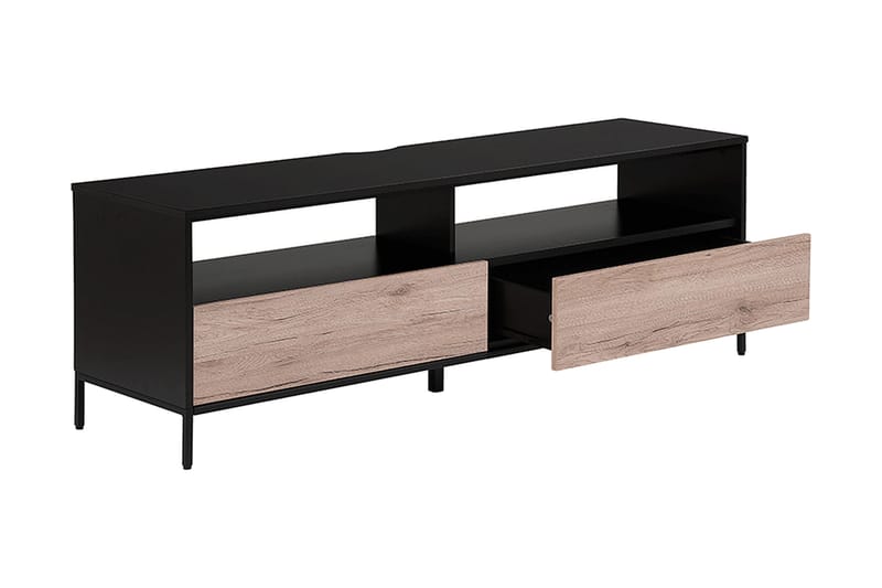 Revelle Golvstående TV-bänk 150 cm med Förvaring i Ljust Trä - Svart - Möbler - Tv möbel & mediamöbel - TV bänk & mediabänk