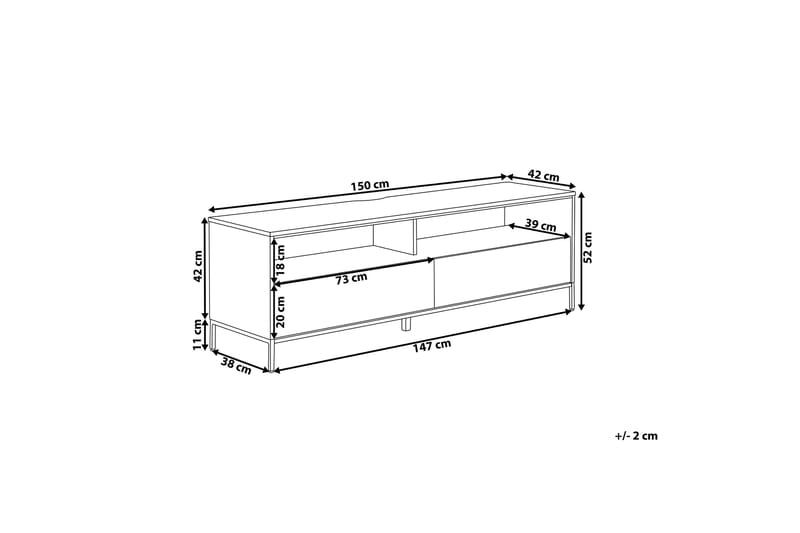 Revelle TV-Bänk 150 cm med LED - Vit - TV bänk & mediabänk