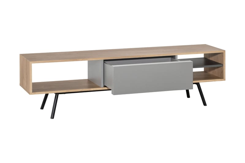 Ribbon TV-bänk 160 cm med Förvaring Trä/Natur/Grå/Svart - VOX - Möbler - Tv möbel & mediamöbel - TV bänk & mediabänk