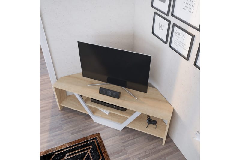 Rinorea Golvstående TV-bänk 120 cm med Förvaring i Ljust Trä - Ljusbrun - Möbler - Tv möbel & mediamöbel - TV bänk & mediabänk