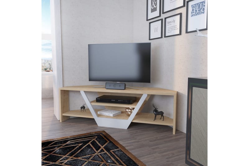 Rinorea Golvstående TV-bänk 120 cm med Förvaring i Ljust Trä - Ljusbrun - Möbler - Tv möbel & mediamöbel - TV bänk & mediabänk