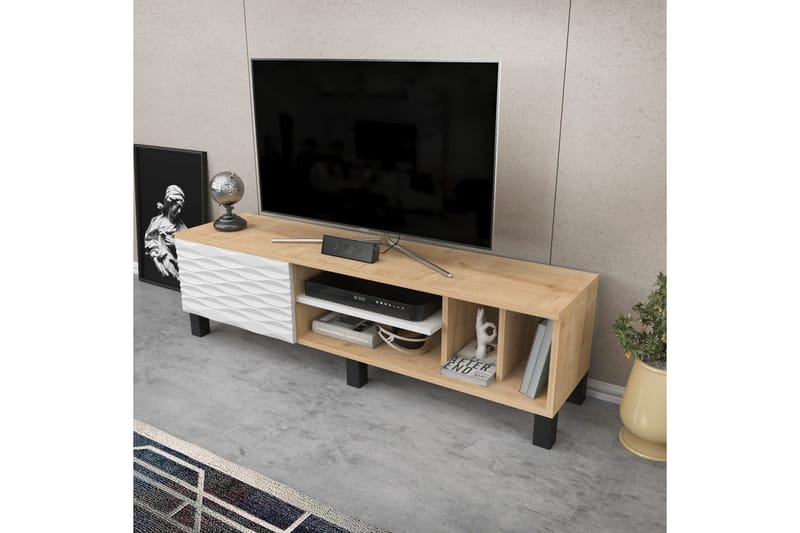 Rinorea Golvstående TV-bänk 140 cm med Förvaring i Ek - Ljusbrun - Möbler - Tv möbel & mediamöbel - TV bänk & mediabänk