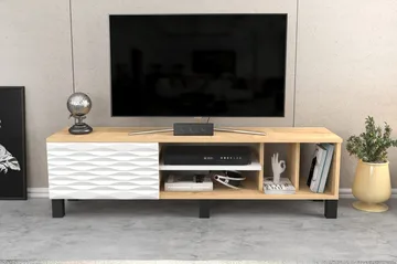 Rinorea Golvstående TV-bänk 140 cm med Förvaring i Ek - Ljusbrun - Möbler - Tv möbel & mediamöbel - TV bänk & mediabänk