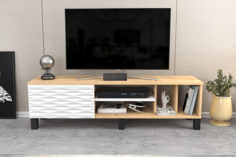 Rinorea Golvstående TV-bänk 140 cm med Förvaring i Ek - Ljusbrun - Möbler - Tv möbel & mediamöbel - TV bänk & mediabänk