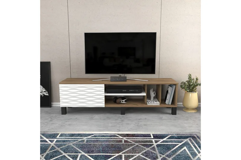 Rinorea Golvstående TV-bänk 140 cm med Förvaring i Mörkt Trä - Brun - Möbler - Tv möbel & mediamöbel - TV bänk & mediabänk